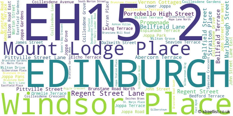 A word cloud for the EH15 2 postcode